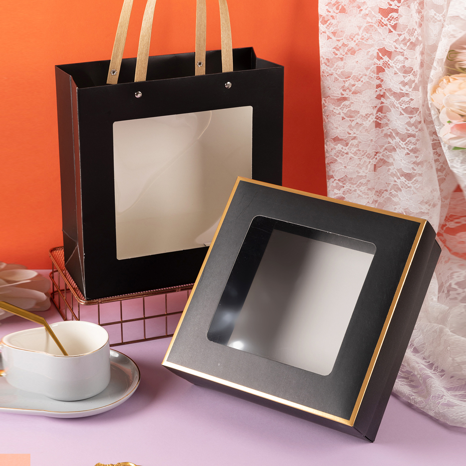 Small Business Present Custom Luxury Clear PVC PET Transparent Folding Gift Boxes with Handle Bag
