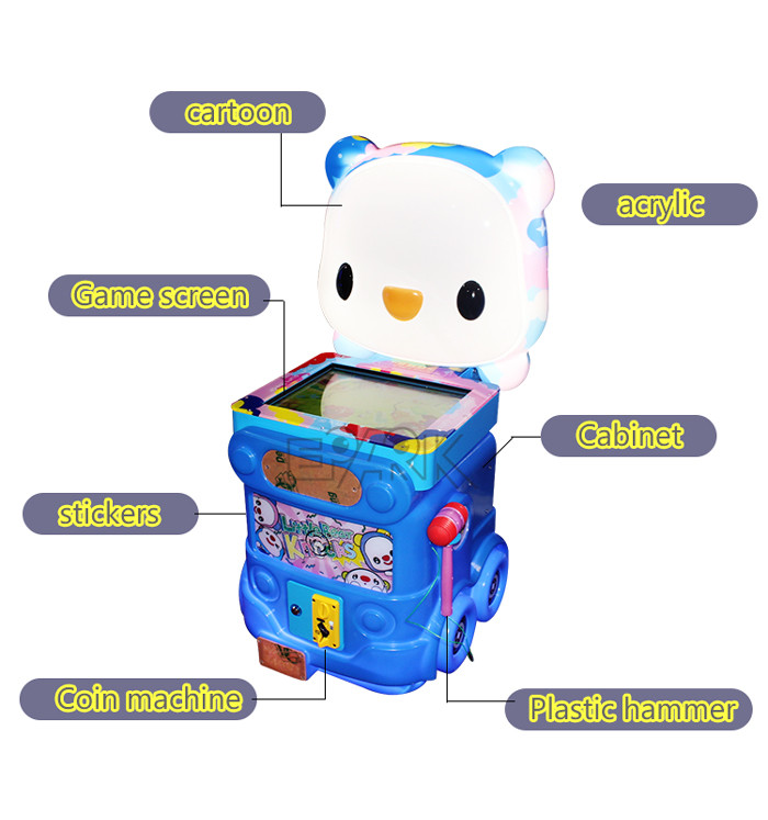 Kids Hit Hammer Video Game Coin Operated Arcade Machine For Booth Business