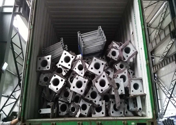 Electricity Tubular Transmission Tower Galvanized / Painted Surface Silver Color