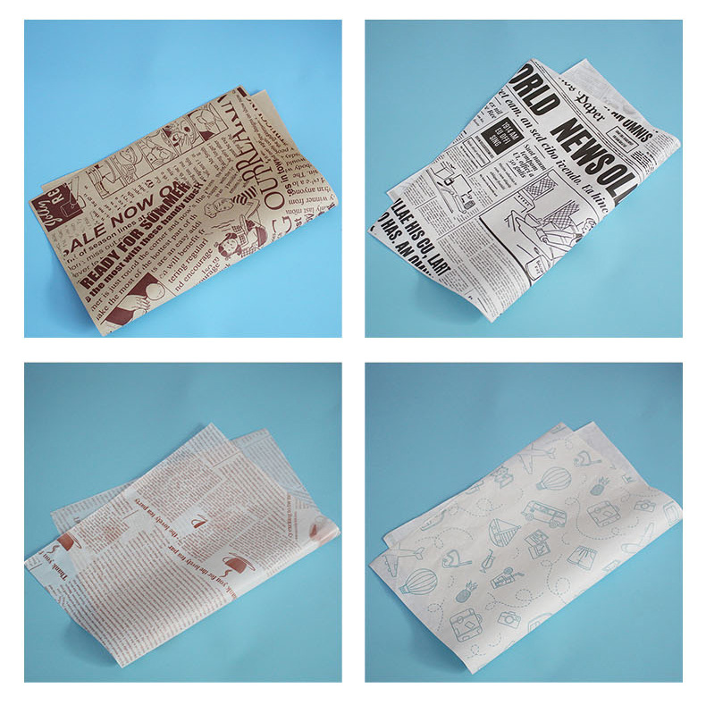 Gift Wax Greaseproof Wrapping Paper For Deli Fried Chicken Snack Bread Chip