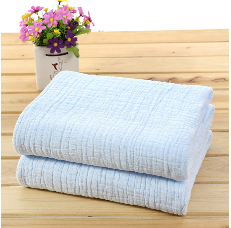 Blue Crinkle Gauze Fabric By The Yard Six Layers Swaddle Gauze Fabric