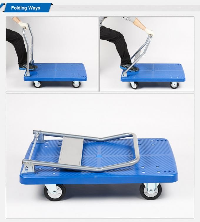 100kg 250Kg Platform Hand Truck Trolley For Material Handling Blue