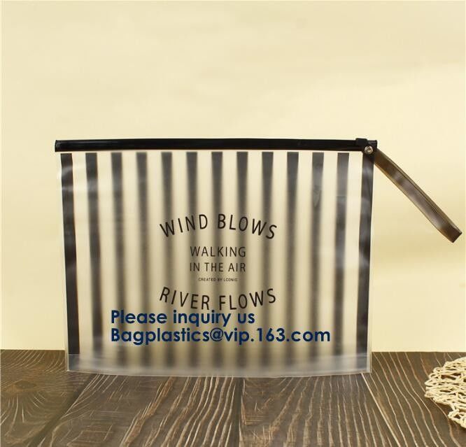 Hot Sale Waterproof Frosted Slider PVC Zipper Bags Wholesale Custom Printed Plastic Transparent k Cloth Bag