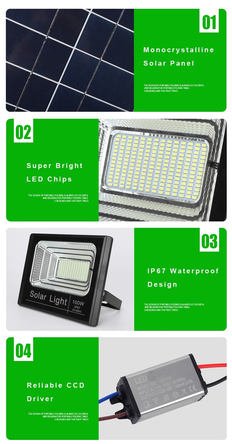 300 Watt High Powered Solar Flood Lights , Black 100 Watt Solar Flood Lights