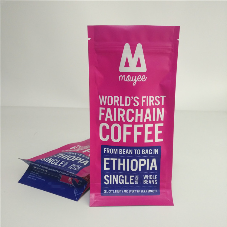 Multi Color Printing Tea Bags Packaging Roasted Coffee Beans Bag With Pocket Zip