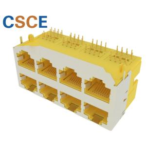 2*4 Port PCB Mount RJ45 Shielded Socket With LED Light