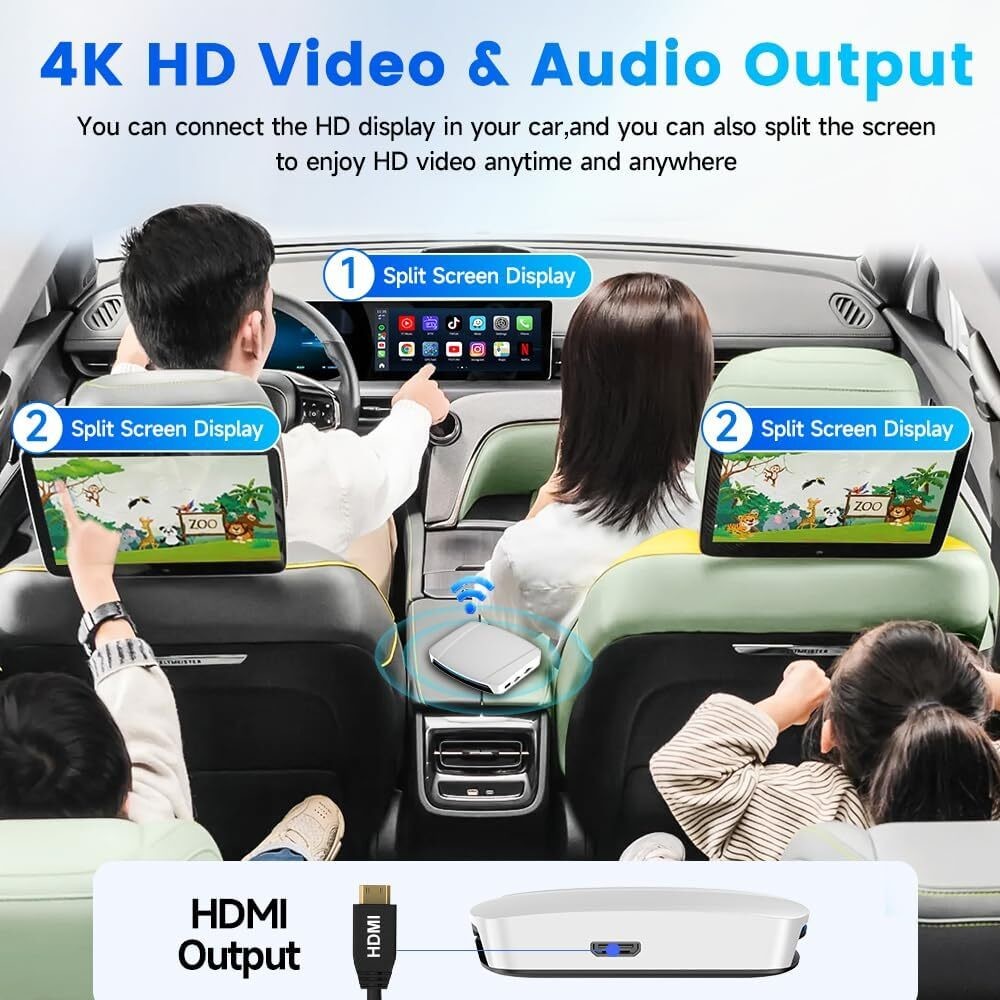 Wireless Adapter Carplay for Youtube Netflix Tbox UHD USB HDMI Port 4G 64Gb SDM660 Android 13 Video Ai Box
