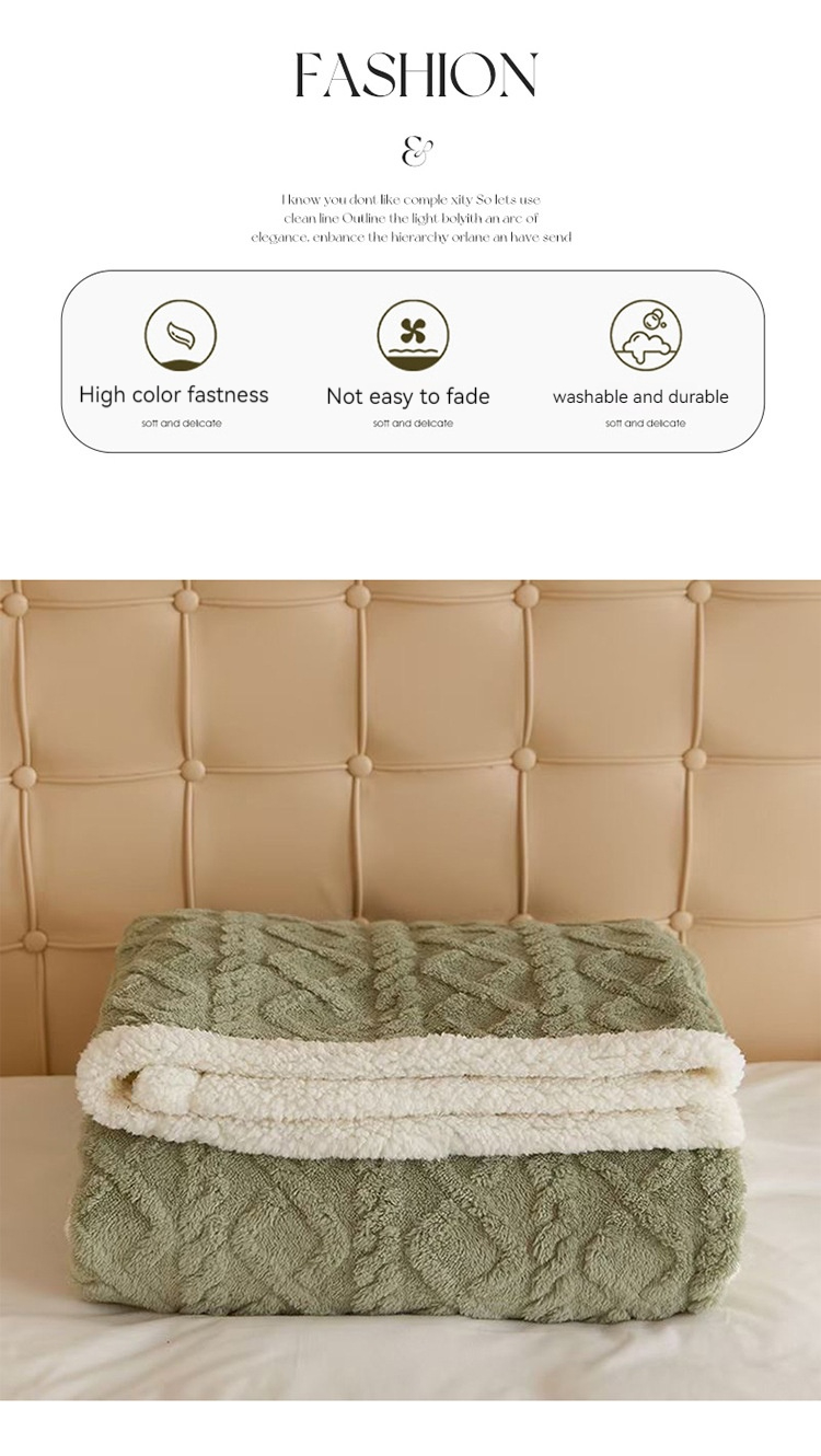Wedding Knitted Double Sided Lamb Cashmere Plaid Blanket for Winter Warmth