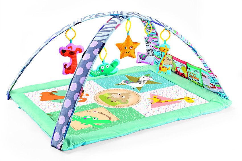 STEM Developmental Play Gym, Sensory Tummy Time Activity Play Mat, Ultra Plush & Machine Washable Playmat for Babies