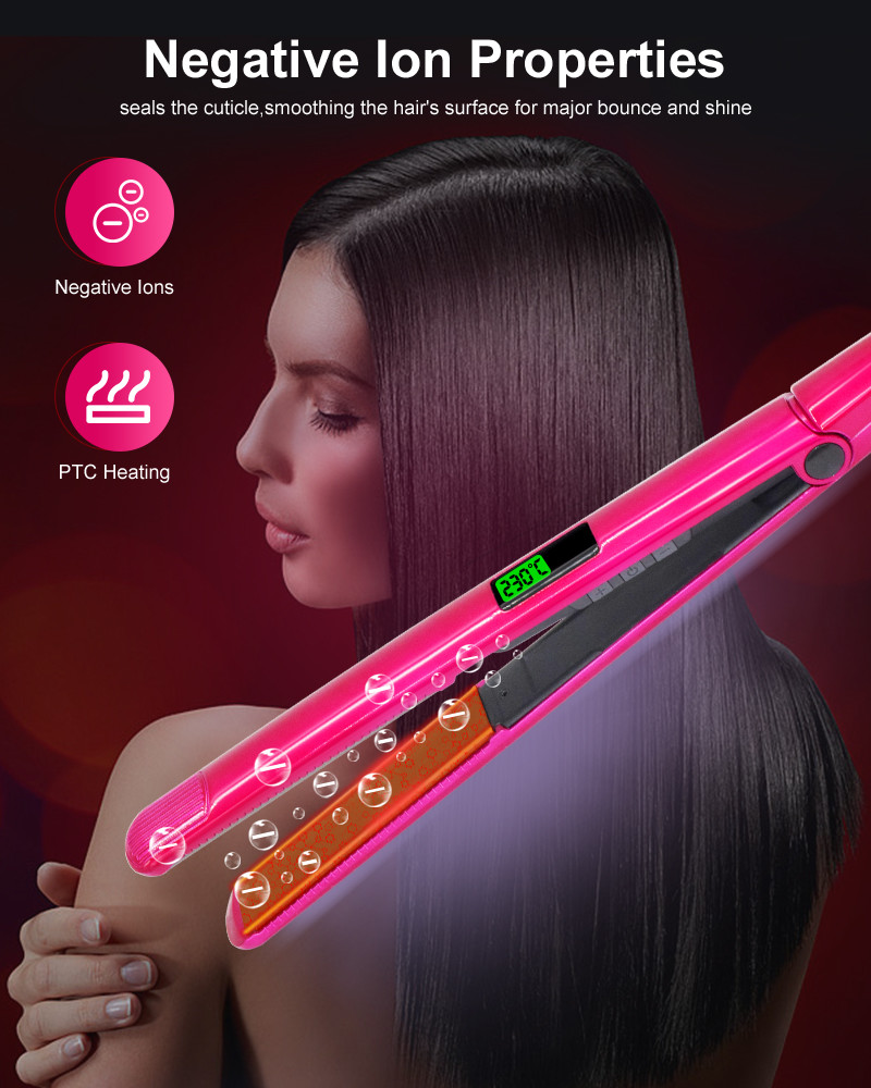 45W Ceramic Hair Straightener And Curler 2 In 1 PTC/MCH heater