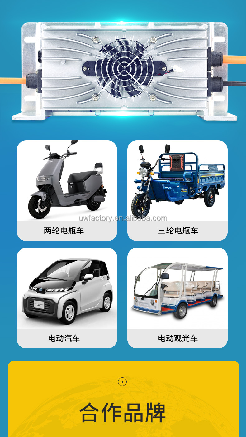 72V 15A Electric Bike Lithium Li Ion Battery Charger with LCD Display Output Voltage 12V/24V/36V/48V/60V Compatible