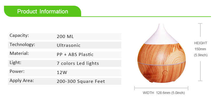 Bluetooth Speaker Ultrasonic 200ml Wood Grain Aroma Diffuser