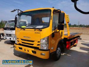 China ISUZU ELF 98hp Flat Bed Tow Truck KV100 4200mm 4 ton heavy duty on sale