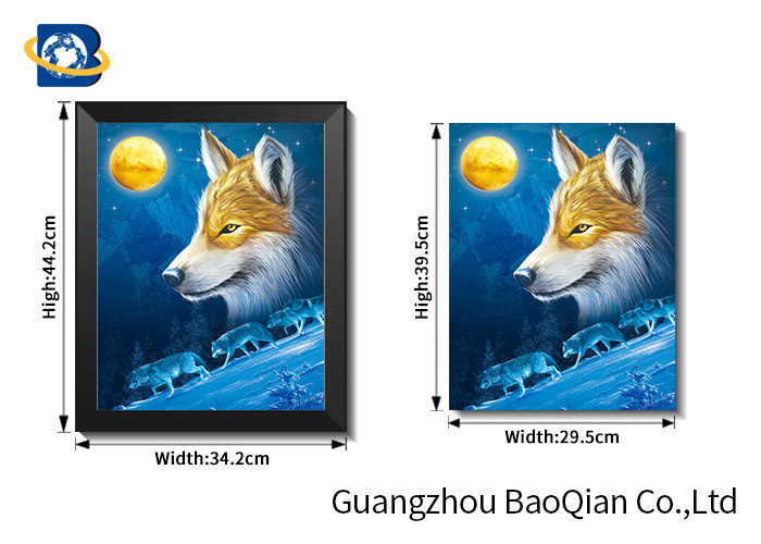 Wolves / Horse 3d Lenticular Picture With Frame For Indoor / Restaurant Wall Decoration Art
