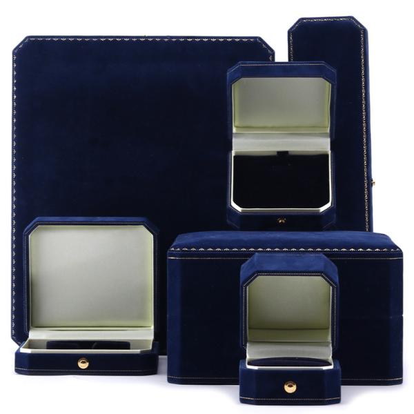 Handmade Rectangle Dark Blue Velvet Jewelry Box for Custom Luxury Bracelet Ring