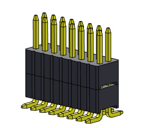 Pin Header Connector 1.27mm Serise Dual Row Stack Straight SMT Type With Pegs 2