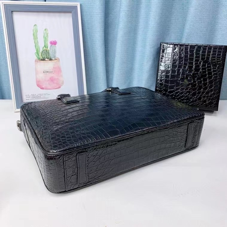 Authentic Crocodile Belly Skin Men's Classic Working Briefcase Genuine Alligator Leather Male Large Top-handle Handbag