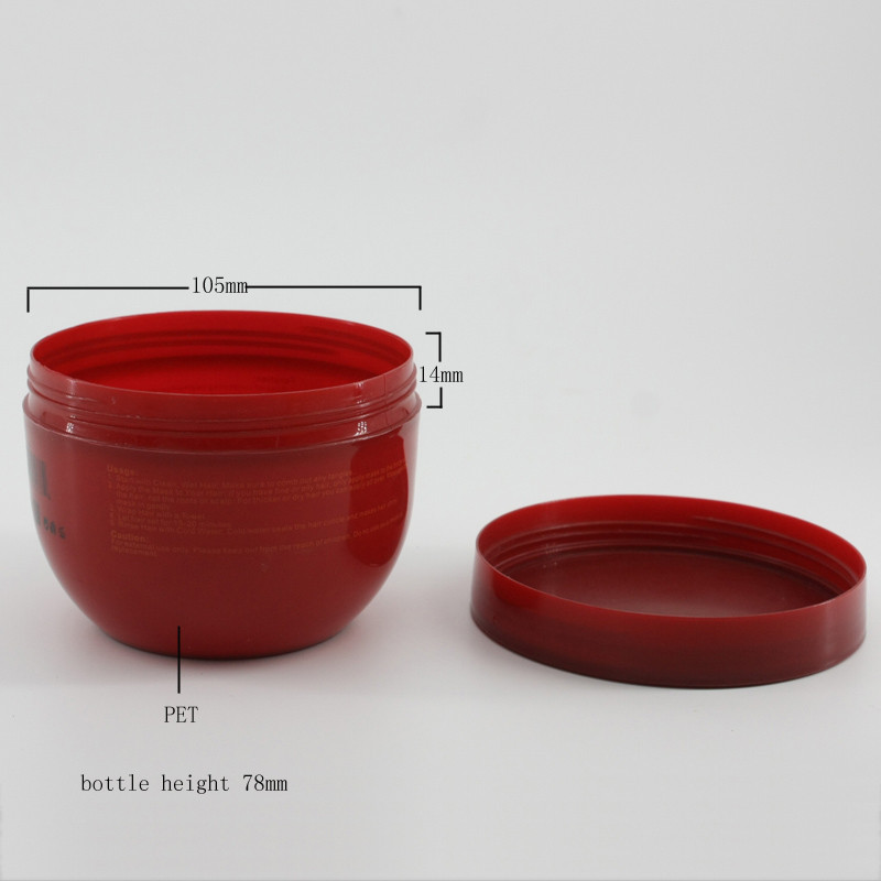 400g Red PET Body Scrub Jar Bowl Shape 500ml Plastic Jar