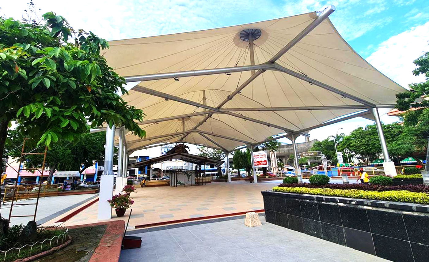 PTFE Architectural Fabric Tent Shade Shed Tensile Membrane Structure For Landscape