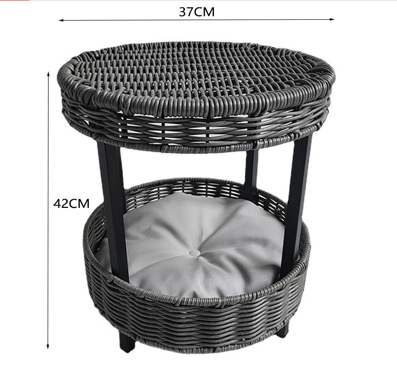 Artificial Hand Woven Rattan Cozy Pet Kitty House Waterproof Breathable Cat Bed Condo House