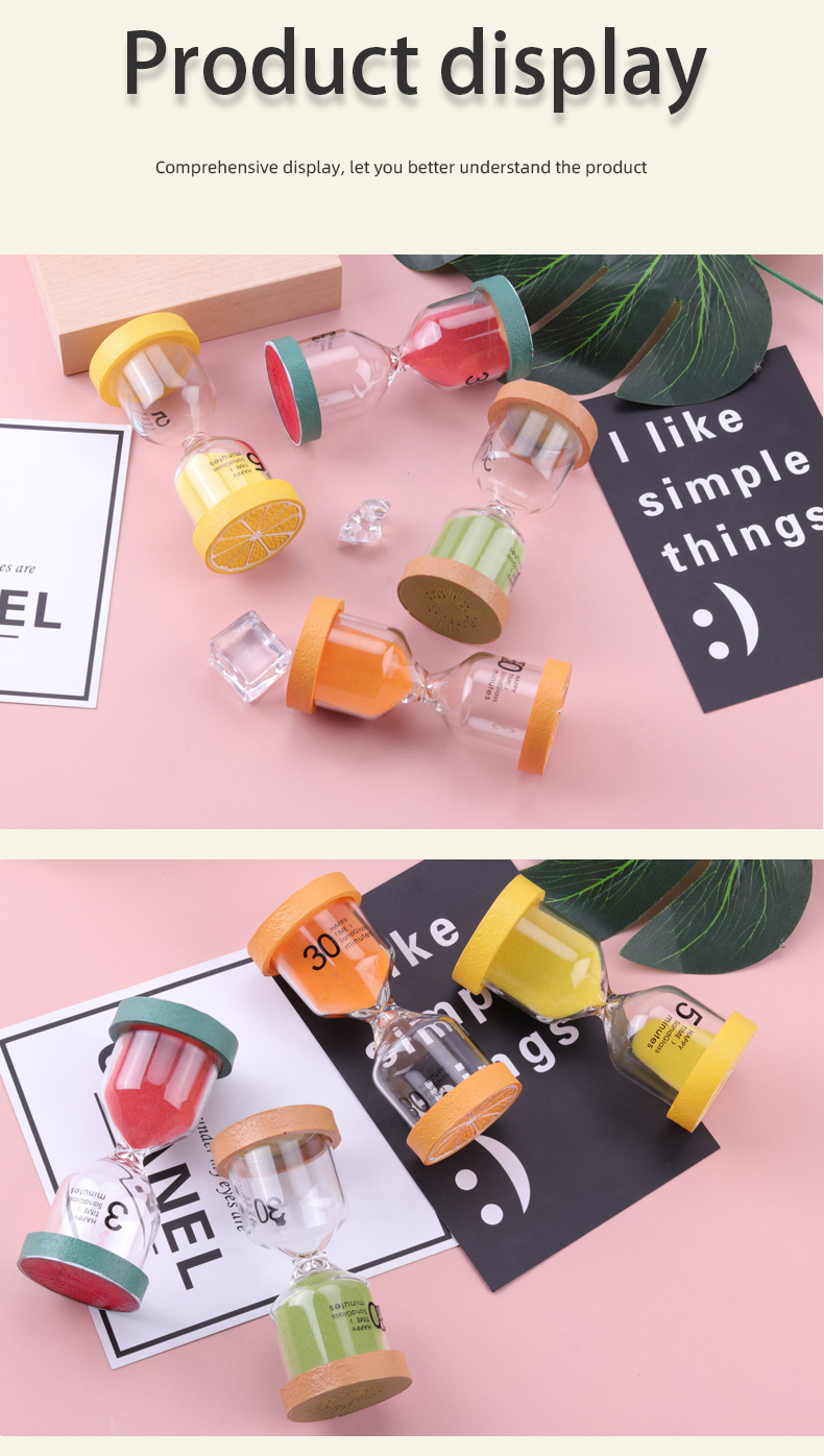 Home Decor Resin Yoga Hourglass Shaped Fruit Mini Hourglass Timer