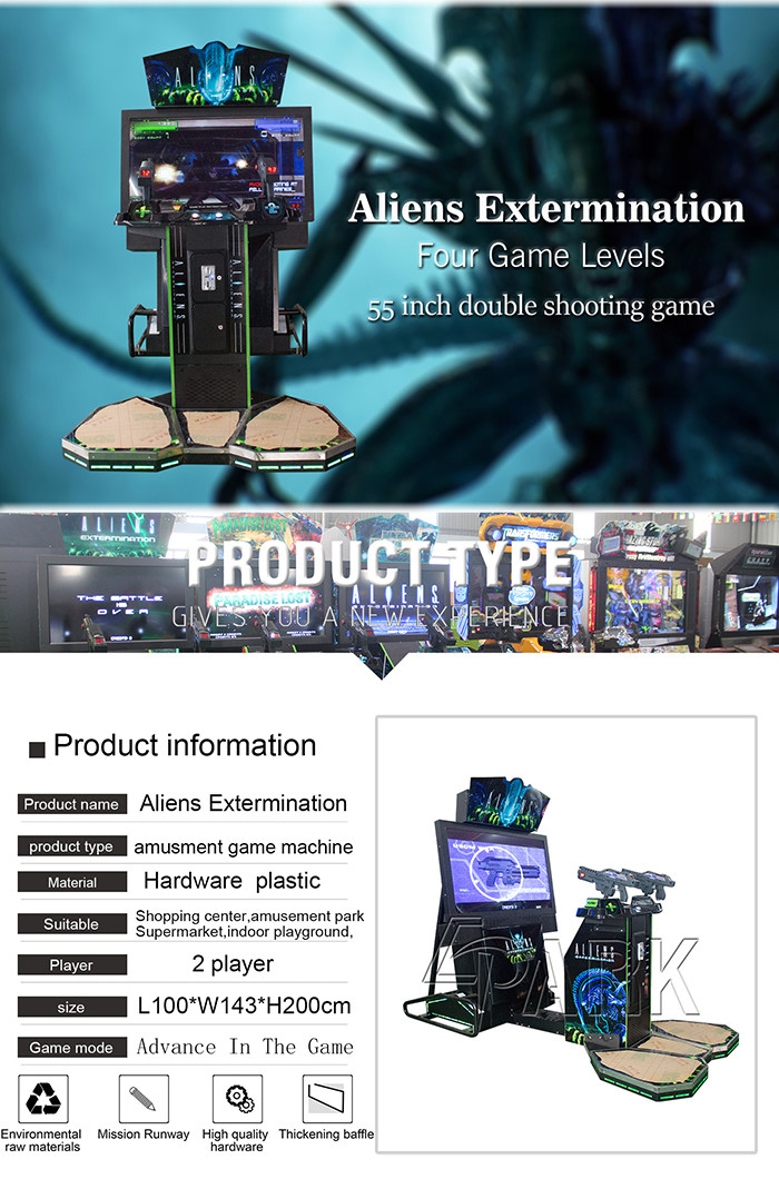 2 Players Alien Theme Shooter Arcade Machines With 42 Inch Screen