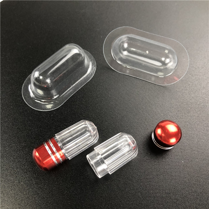 Pill Bottle Clear Small Capsule Bullet Shape Containers With Metal Cap For Rhino Pill