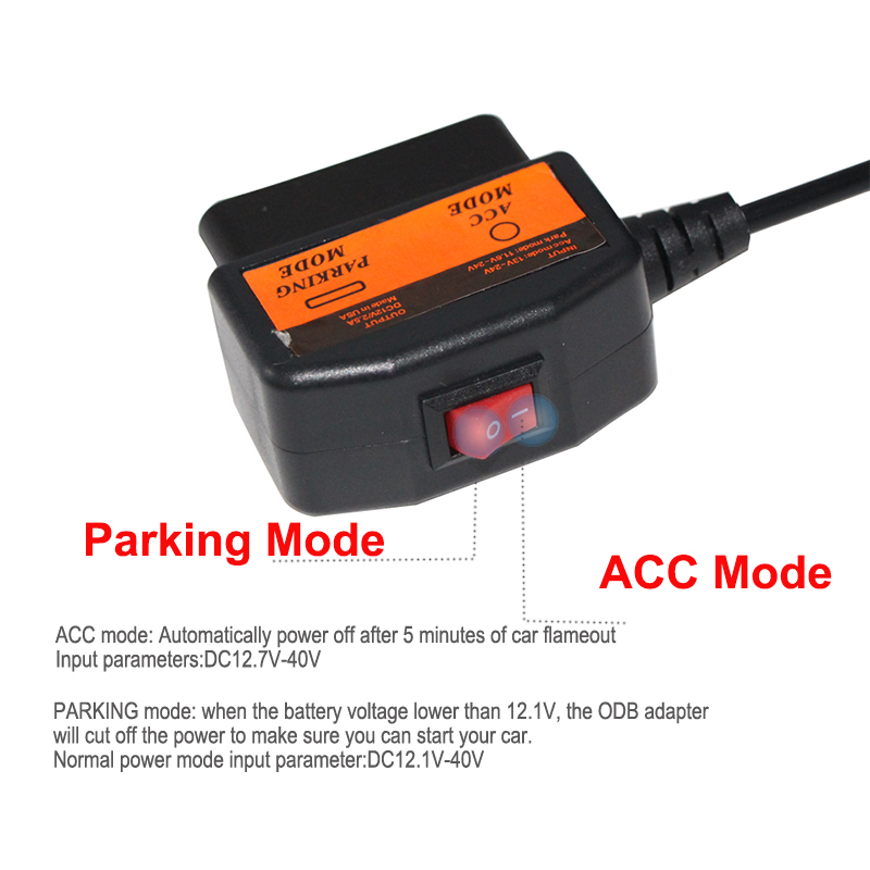 Cars OBD Charging Cable 24 64Awg 5V/2A OBD2 16pin To Right Angle Micro 5P Diagnostic Tool