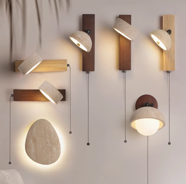 Yellow travertine wall lamp bedroom for home decorator interior stone wall lamp