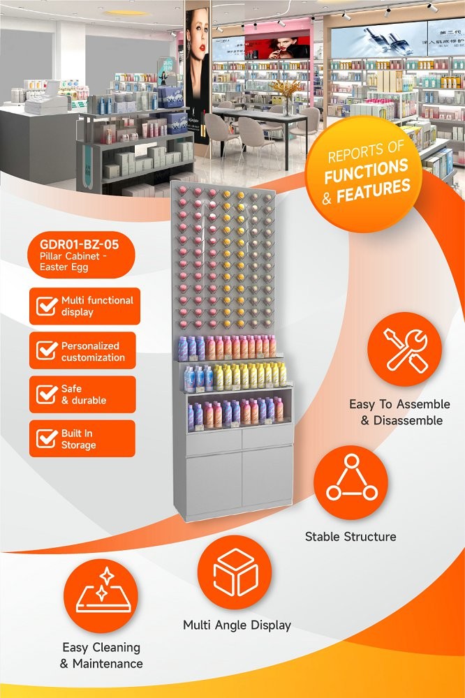 GDR01-BZ-05 Retail Display Pillar with Grey Pillar and 3mm Acrylic for High-End Brand Showcases