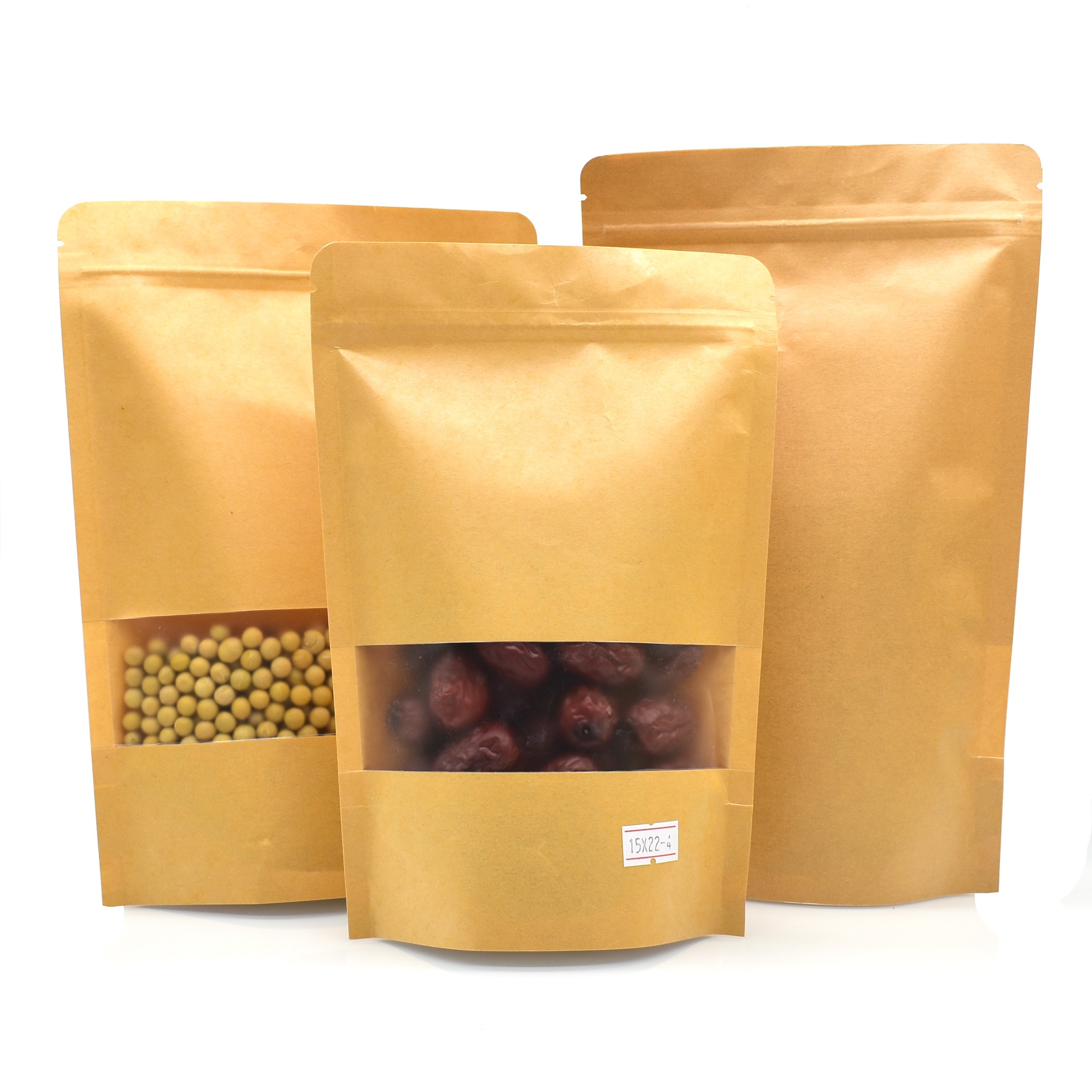 Stand up clear eco white kraft paper bags supplier with clear window