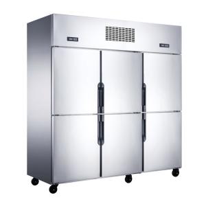 China Commercial Kitchen Equipment 6-Door Upright Freezer Chiller with LED Lighting Fan Cooling Air-Cooled Refrigerator with Trays on sale