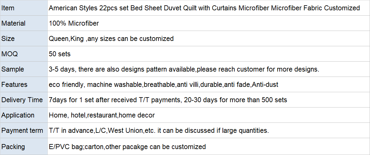 Fashion Red Wedding Flower 13pcs Bedding Set with Customized Size and Matching Curtains
