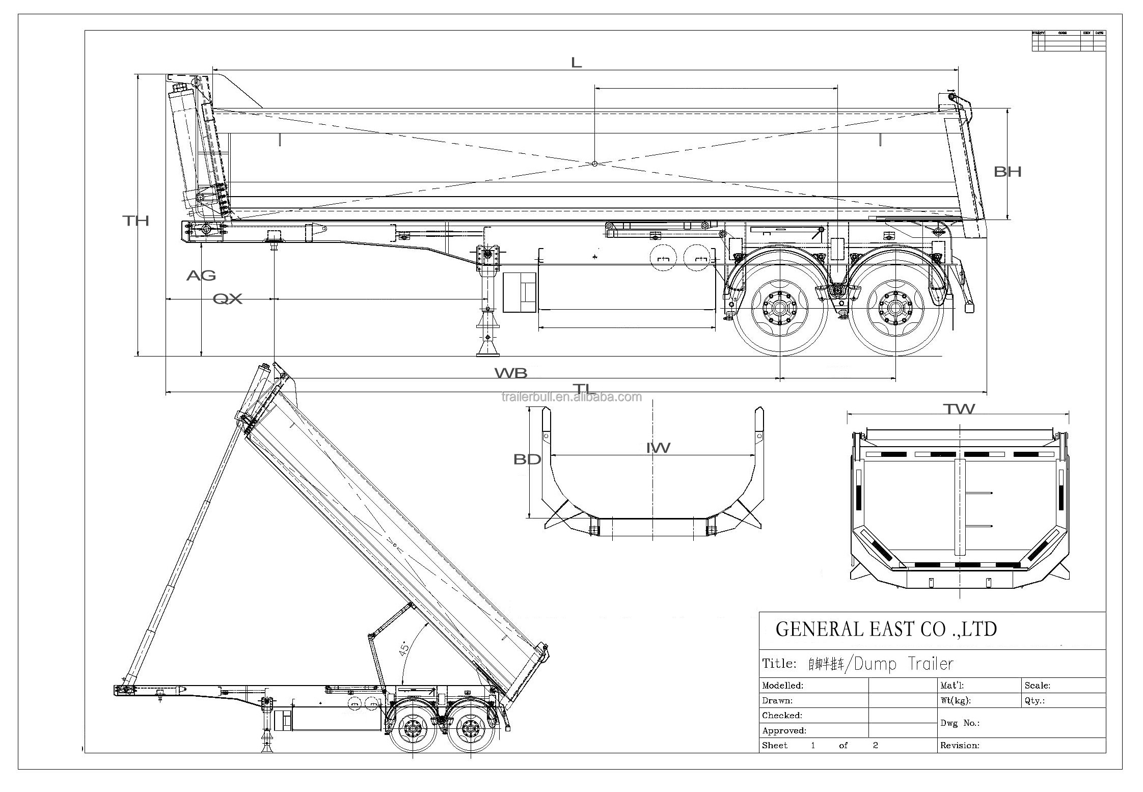 22 Cbm Rounded Tipper Semi Trailer For Sticky Sand Soil Construction Materials