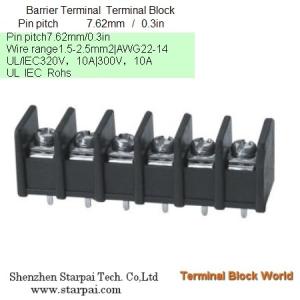 Barrier Terminal Block Pin pitch:7.62mm/0.3in