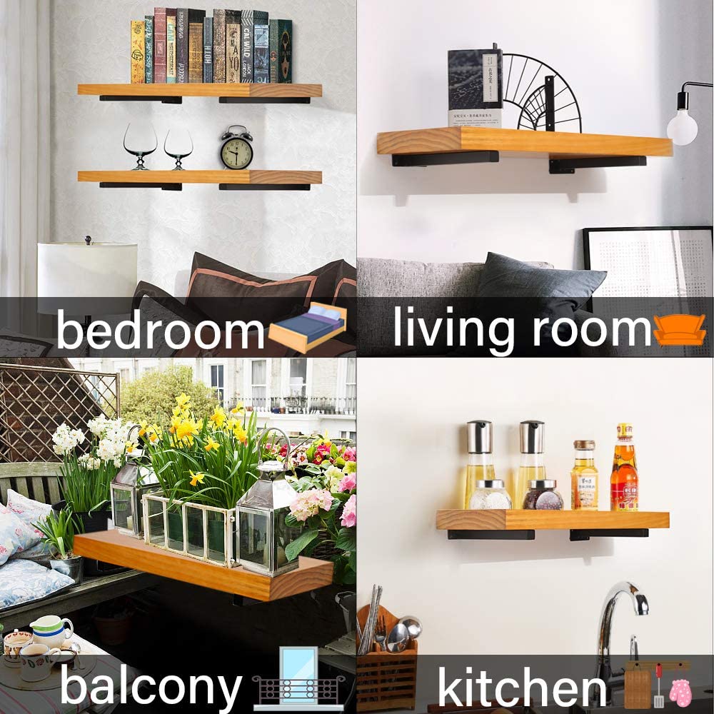 Customized Industrial Floating Shelf Bracket Wall Mounted Metal Shelving Supports in Black
