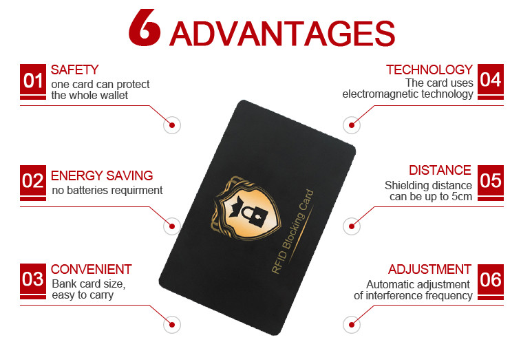 RFID passive Blocking Card For Credit Bank Card Wallet Security