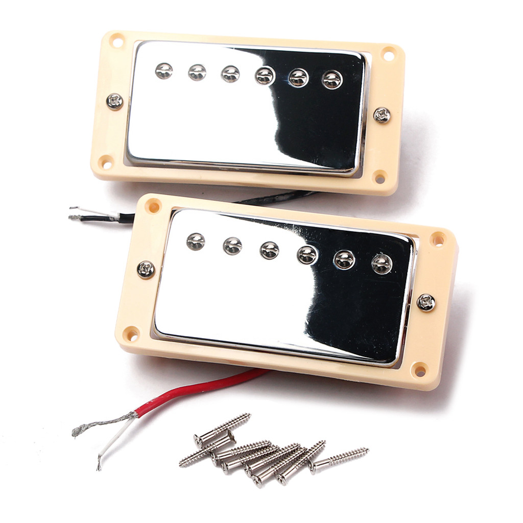Cream Chrome Mini Humbucker Bass Pickups Set N8K/B14.5K For LP Guitar