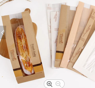 Quality Reusable Kraft Paper Plastic Bread Bags With Window Biodegradable Odm for sale