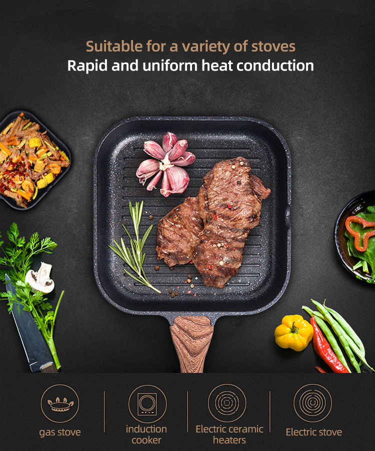 Brand New Multi function Skillet Grill Pan Kitchen Cooking Ware Cast Iron Non-Stick Frying Pan