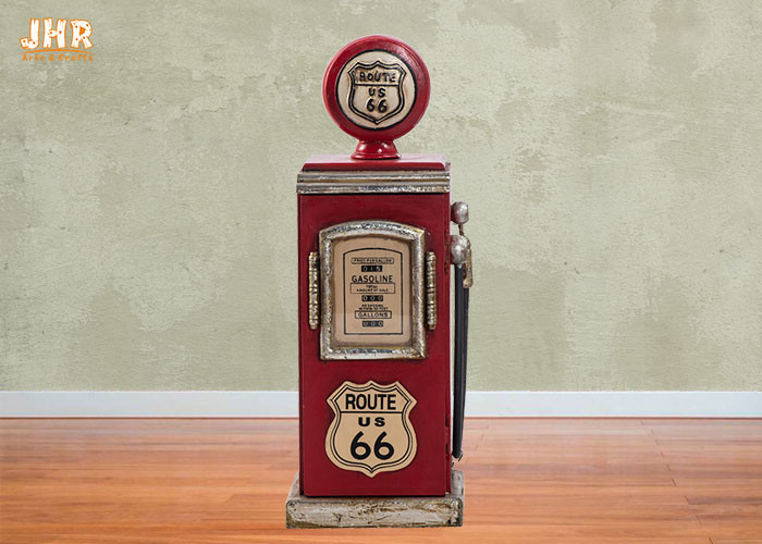 MDF CD DVD Storage Rack Decorative Wooden Cabinet Wood Floor Cabinet Gas Pump Red Color