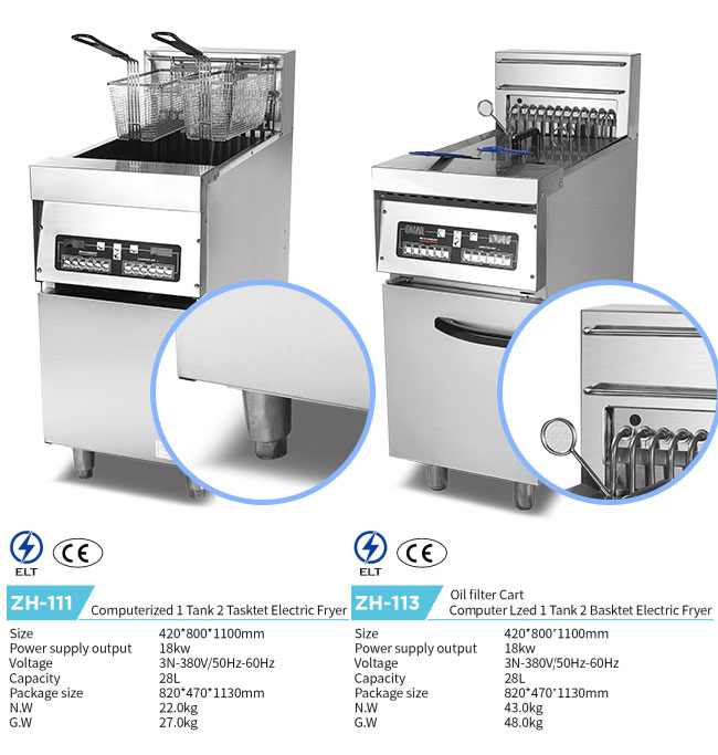 Computerized 1 Tank 2 Basket Electric Chicken Fish Deep Fryer Commercial Snack Machine