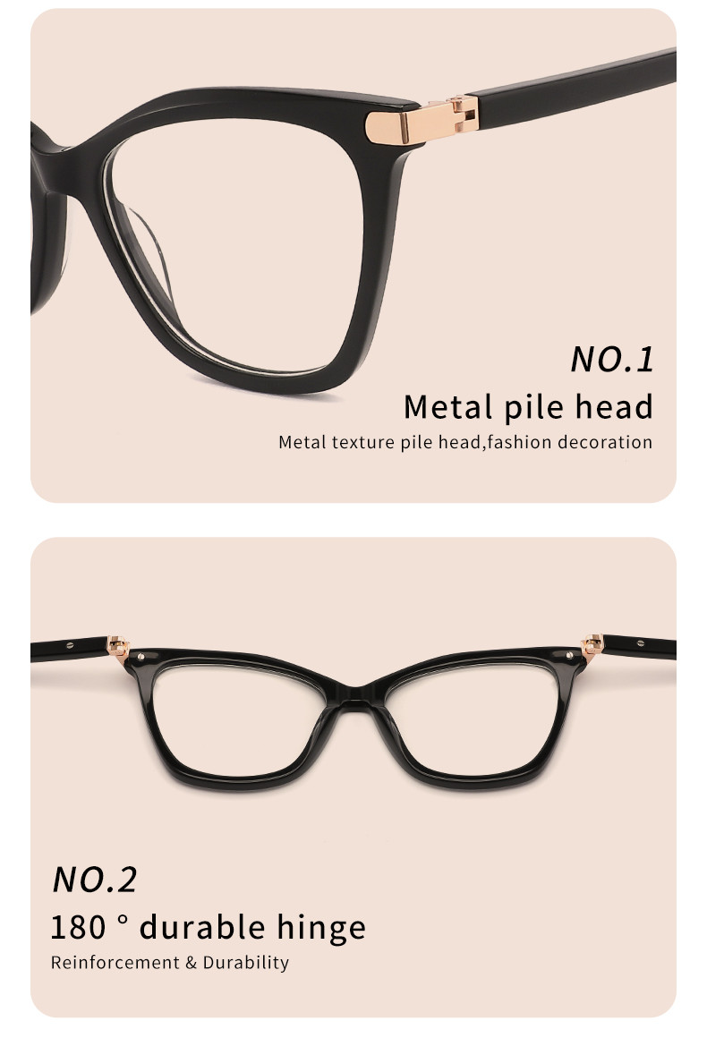 CatEye Shape Acetate Frame Glasses , 180 Degree Flexible Hinge Glasses