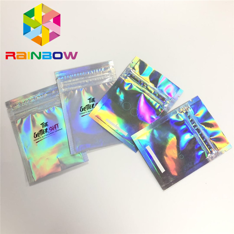 Plastic Stand Up Coffee Pouches Laser Holographic Effect Bags Ziplcok For Clothes Cosmetics