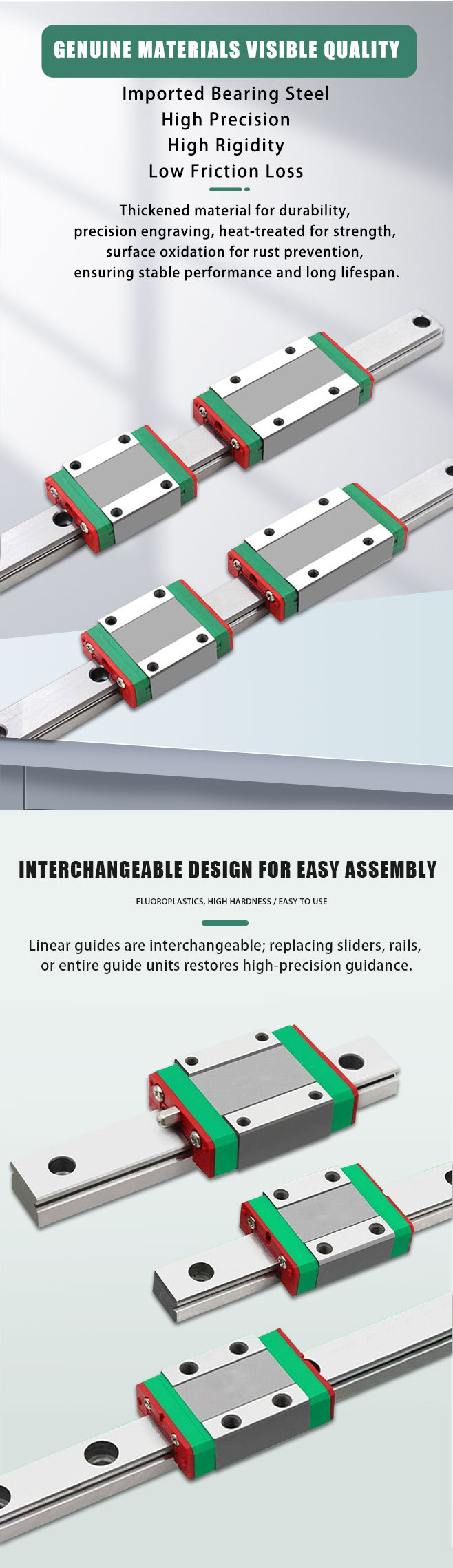 15mm 63mm Linear Guide Rail Stainless Steel Mini Linear Guide Micron Accurate