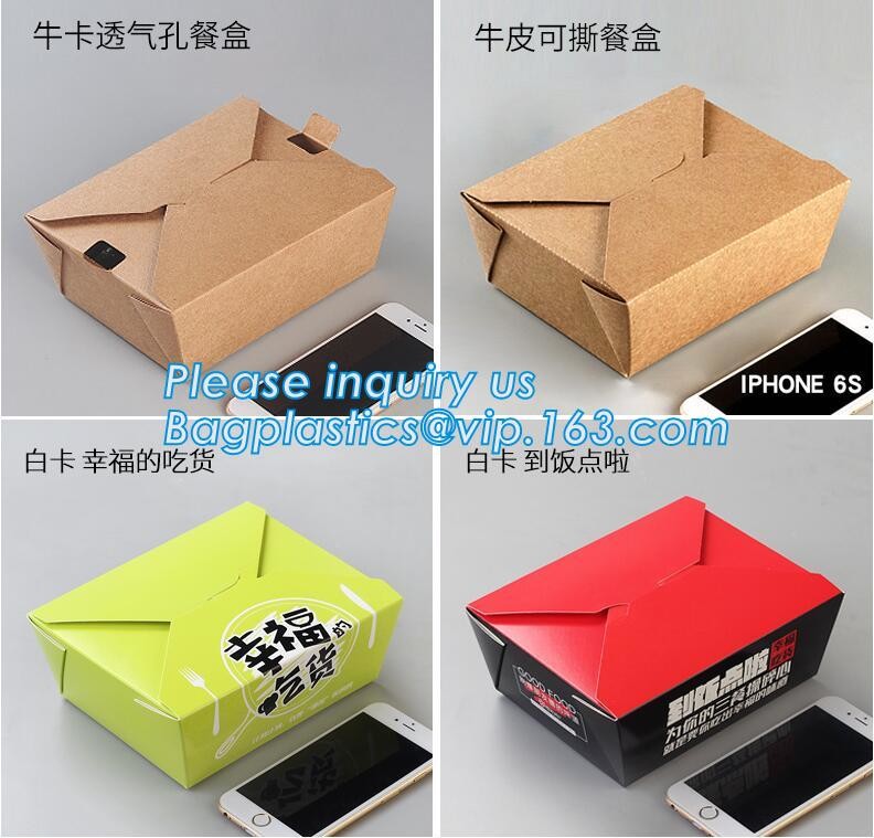 Cheap Cardboard foldable kraft paper lunch box with window,Lunch noodle fast food kraft paper box by customized logo pri