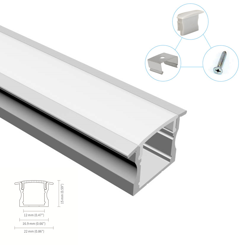 Standard 2m 2.5m Recessed Aluminum LED Profile With PC Cover