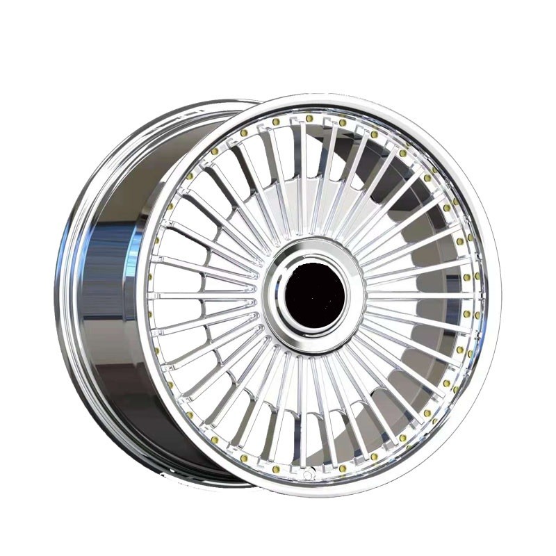 Custom Finish with Chrome Lip 2pc custom finish chrome forged wheels for sale