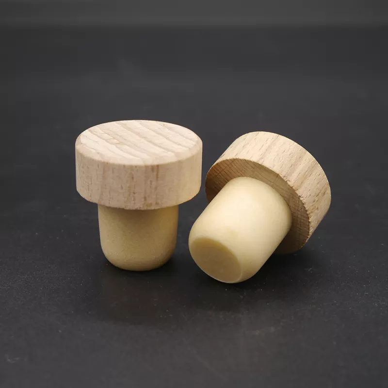 Engraved Logo Wood Bar Top Cork Synthetic Glass Bottle Stopper for Liquor and Cosmetics