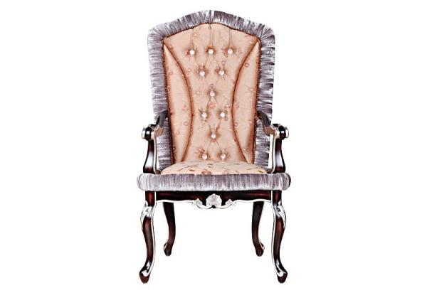 Crystal Buttoning Antique Wooden Throne Chair Retro Imitation Wood Frame Leather
